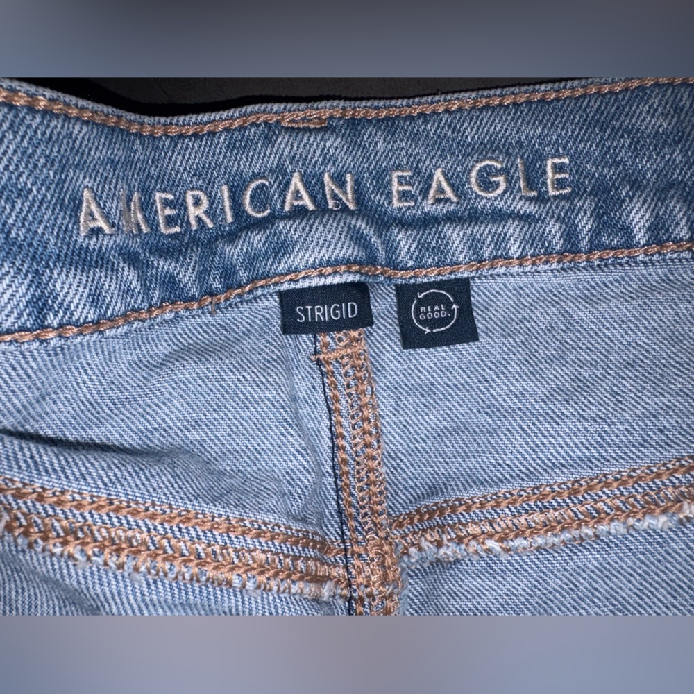 American Eagle Outfitters Ripped Distressed Jeans Size 14 Long High Rise Rigid - Picture 4 of 8